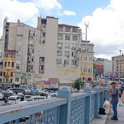 Galata Bridge, walking towards lunch place below this bridge.