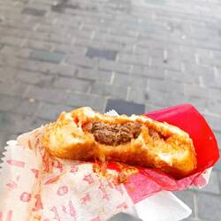 Street food. Burger from Bambi Cafe & it's delicious. Only 13TL.