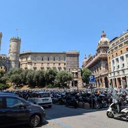 Left is Porta Soprana (see two towers) and center is Christopher Columbus' house reconstruction