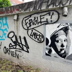 Vermeer's Girl with the Pearl Earring in Astronaut's Helmet