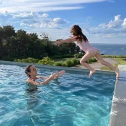 Twighlight swim at the resort