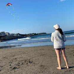 Flying a kite at short beach in York