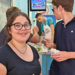 Trying rolled ice cream