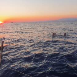 Schwimmen im Sonnenuntergang