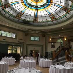 Inside the Sun Pavilion, all ready for a wedding reception