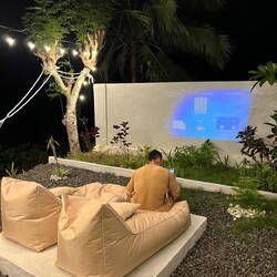 Attempted movie night - and yes Sam is wearing a robe 👘