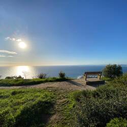 "Meine" Bank mit Blick in den Sonnenuntergang