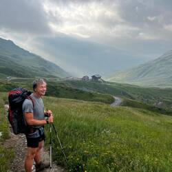 Aufstieg von der Hütte am Morgen