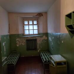 Typical cell for prisoners. They would keep north of 20 people in a single room. Lights on 24/7
