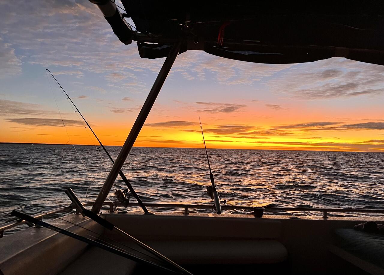 Sunrise from the boat, near Muiron island