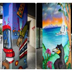 Mural columns near the Island Ferry Station — Toronto, ON ... Canada.
