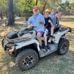 the kids cruising around the property with Lee, they saw buffalo 👍