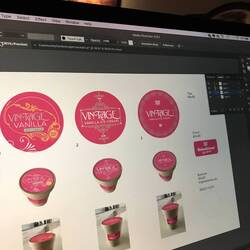 ...and also doing paid work designing some stickers for an ice-cream tub