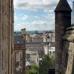 Looking down on the city from royal mile