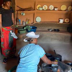 Inside the kitchen hut