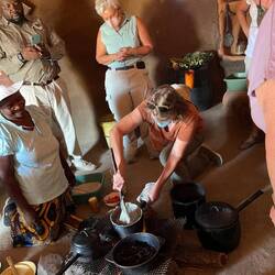 Diane stirring the polenta