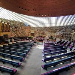 Inside the impressive Temppeliaukio Church!