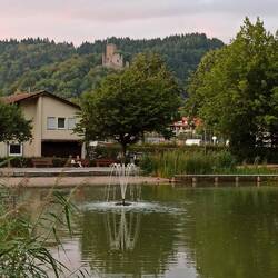 Sehr schön angelegt mit Wasserspiel und Entenhaus