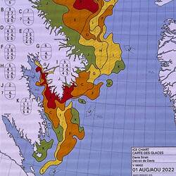 Red and orange — and even yellow — on the ice chart is not good — Greenland.