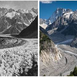 Conca della Mer de Glace con la parete nord delle Grandes Jorasses (pilastro Walker) a sinistra