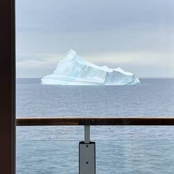 Our first glimpse of ice bergs ... from our cabin — Disko Bay, Greenland.