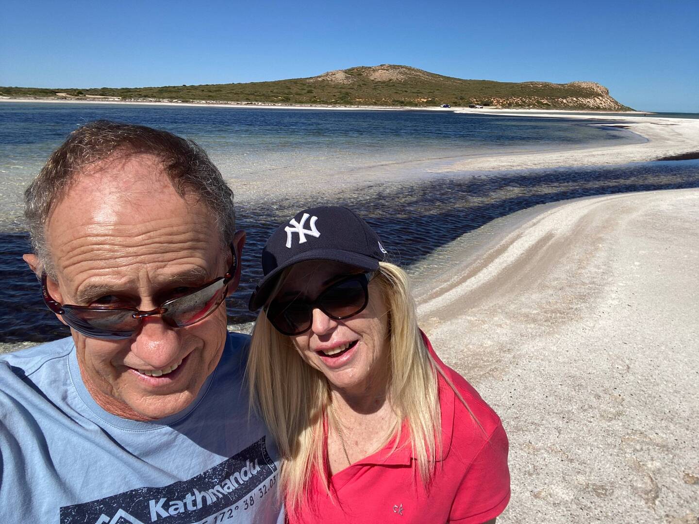 Selfie at whalebone looking back to the shore