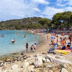 Overly crowded touristy beach..