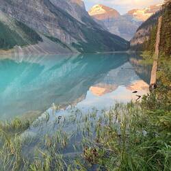Along the side of Lake Louise