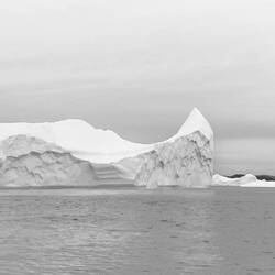 Zodiac cruising in B&W — Ilulissat, Greenland.
