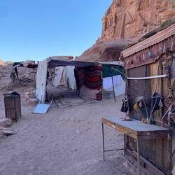 The trails have these little huts with people selling trinkets