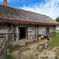 House at Rumšiškės and Old Man Whittling