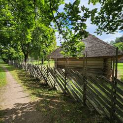 A building on Suvalkija homestead with an interesting fence