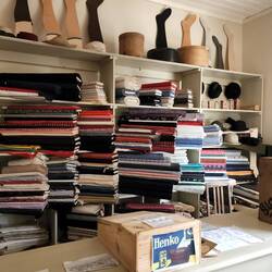 Inside a dry goods store in the small "Rumškiai town"