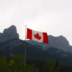 Flag at the Nordic Center, Canmore
