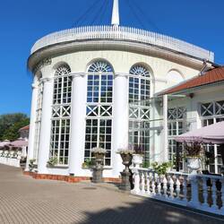 The orangery, now a restaurant, at the Raudondvaris Manor Castle