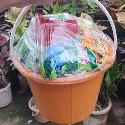 Spendeneimer für einen Mönch