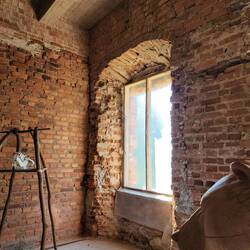 Art Display and original brick wall at Panemunė Castle