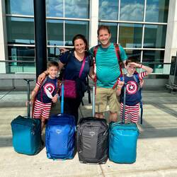 Finally leaving North America.  Thanks Papa for the lift and the picture!