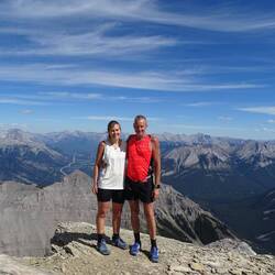 Summit of Mt Bourgeau with Banff in the background