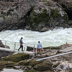 Lachsfang an dem Moricetown Wasserfall am Bulkley River