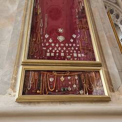 Icons left as a request for indulgences at Altar of Kaunas Cathedral of Sts. Peter and Paul