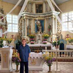 Marilyn in Front of the Altar Inside St. Anne's Church