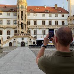 Der weltberühmte Treppenturm auf Schloss Hartenfels