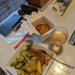 About half what a restaurant meal would cost. I am going to treat myself my last night here.