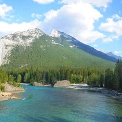 Rundle Mountain, the wedge shape peak on the right