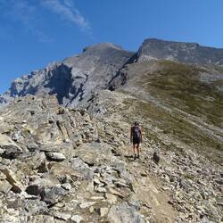 Heading up with the False Summit in front