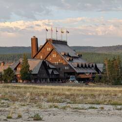 Old Faithful Inn at sunrise