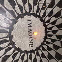 Lennon memorial. A bit sketchy at night, 2 blokes passed out which he'd probably approve of