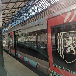 Small 2 car train to St Jean