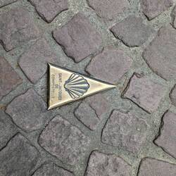 Pilgrims follow waymarkers like this all along the Way